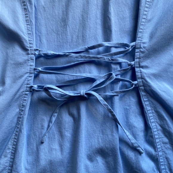 Duo Maternity baby blue lace up/tie back button down shirt M - Picture 10 of 17